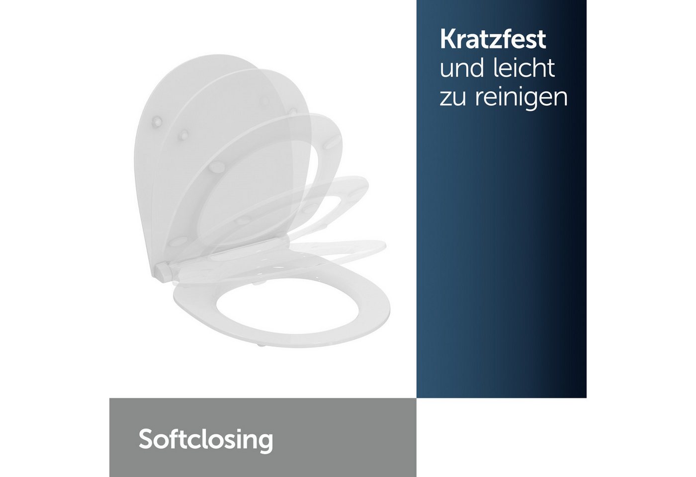 Ideal Standard WC-Sitz Universal WC-Sitz, mit Absenkautomatik, abnehmbarer, bruchsicherer Toilettensitz – Bild 3 von 5