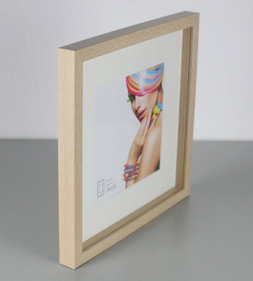 IDEAL TREND Bilderrahmen 3D Objektrahmen Holz Bilderrahmen quadratisch Wanddeko Collage Poster, für 1 Bilder (1 St), Natürliche Holzmaserung sichtbar, leichte F – Bild 3 von 5