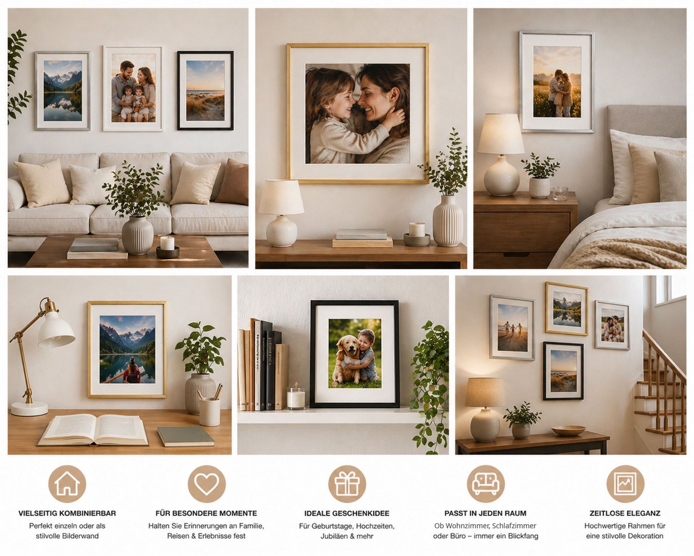 IDEAL TREND Bilderrahmen 3D Objektrahmen Holz Bilderrahmen quadratisch Wanddeko Collage Poster, für 1 Bilder (1 St), Natürliche Holzmaserung sichtbar, leichte F – Bild 2 von 5