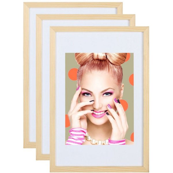 IDEAL TREND Bilderrahmen 3er 5er Set Holz Bilderrahmen Lifestyle Plexi Foto Rahmen Collage Wand, für 3 Bilder (3 St), Holz Bilderrahmen mit Papiereinleger und K