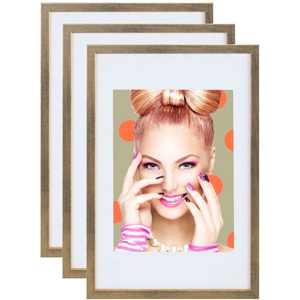 IDEAL TREND Bilderrahmen 3er 5er Set Holz Bilderrahmen Lifestyle Plexi Foto Rahmen Collage Wand, für 3 Bilder (3 St), Holz Bilderrahmen mit Papiereinleger und K