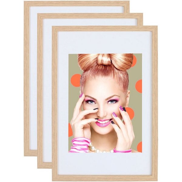 IDEAL TREND Bilderrahmen 3er 5er Set Holz Bilderrahmen Lifestyle Plexi Foto Rahmen Collage Wand, für 3 Bilder (3 St), Holz Bilderrahmen mit Papiereinleger und K