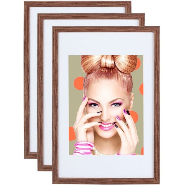 IDEAL TREND Bilderrahmen 3er 5er Set Holz Bilderrahmen Lifestyle Plexi Foto Rahmen Collage Wand, für 3 Bilder (3 St), Holz Bilderrahmen mit Papiereinleger und K