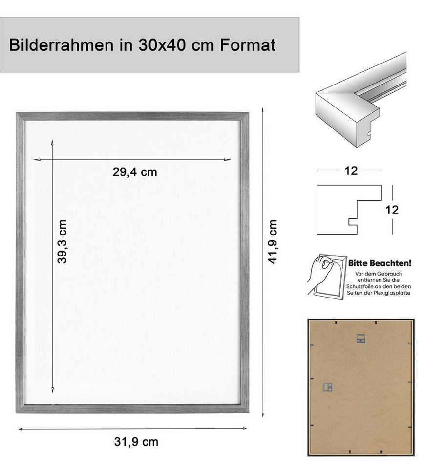 IDEAL TREND Bilderrahmen 3er 5er Set Holz Bilderrahmen Lifestyle Plexi Foto Rahmen Collage Wand, für 3 Bilder (3 St), Holz Bilderrahmen mit Papiereinleger und K – Bild 5 von 5