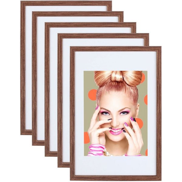 IDEAL TREND Bilderrahmen 3er 5er Set Holz Bilderrahmen Lifestyle Plexi Foto Rahmen Collage Wand, für 5 Bilder (5 St), Holz Bilderrahmen mit Papiereinleger und K