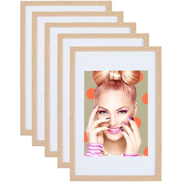 IDEAL TREND Bilderrahmen 3er 5er Set Holz Bilderrahmen Lifestyle Plexi Foto Rahmen Collage Wand, für 5 Bilder (5 St), Holz Bilderrahmen mit Papiereinleger und K