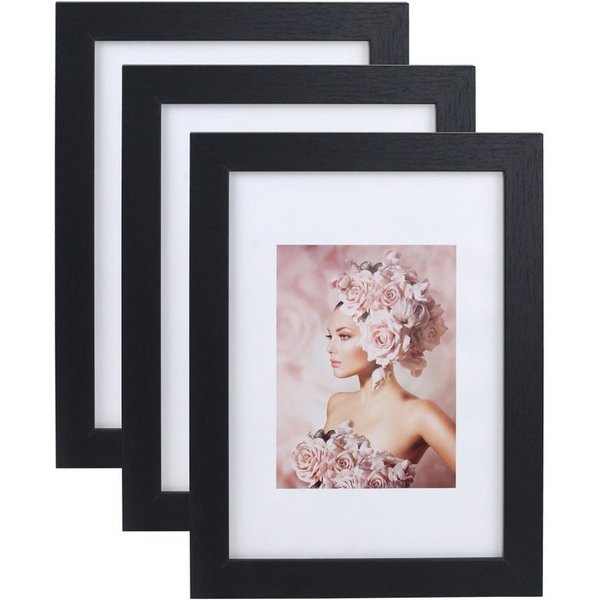 IDEAL TREND Bilderrahmen 3er Pack Holz Bilderrahmen Foto Plexi Rahmen Acryl Collage Wanddeko Po, für 3 Bilder (3 St), MDF Bilderrahmen mit Passepartout und Kuns