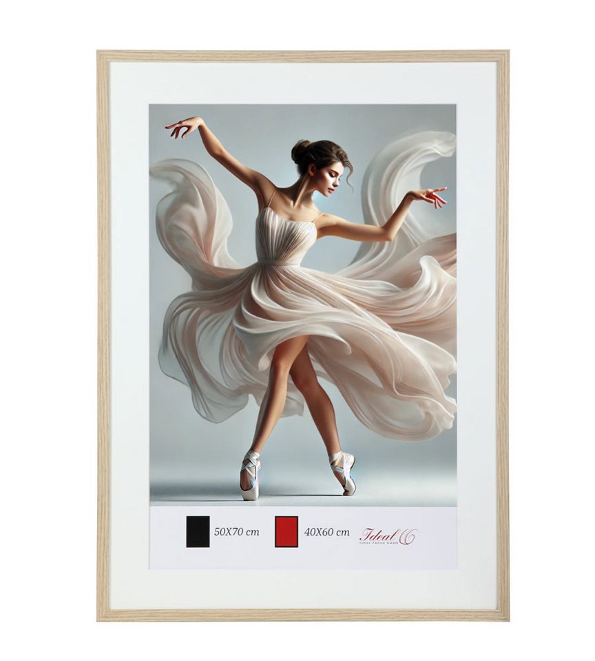 IDEAL TREND Bilderrahmen Holzbilderrahmen mit Passepartout Elegantes Design Foto Rahmen Collage, für 1 Bilder (1 St), Hochwertiges MDF, bruchsicheres Kunststoff – Bild 4 von 5