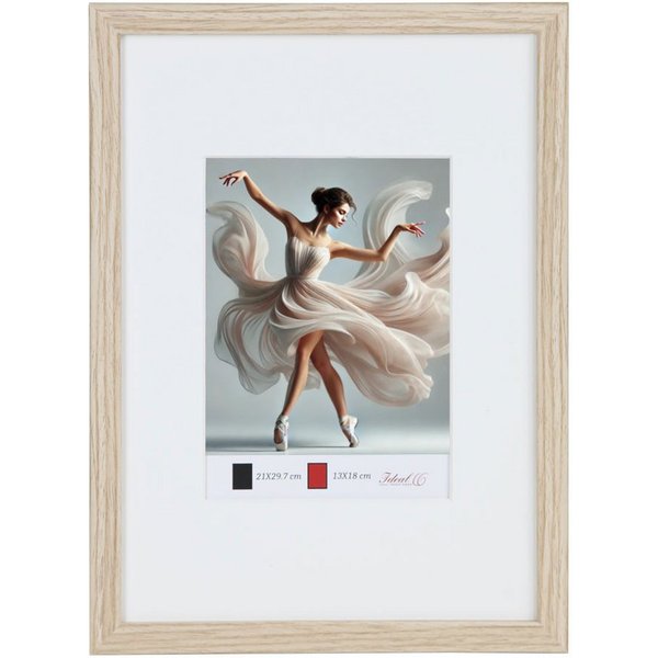 IDEAL TREND Bilderrahmen Holzbilderrahmen mit Passepartout Elegantes Design Foto Rahmen Collage, für 1 Bilder (1 St), Hochwertiges MDF, bruchsicheres Kunststoff
