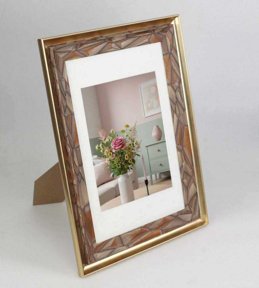 IDEAL TREND Bilderrahmen Bilderrahmen mit Passepartout Dekorativer Fotorahmen, Portraitrahmen A, für 1 Bilder (1 St), Schrägschnitt Passepartout – Bild 5 von 5