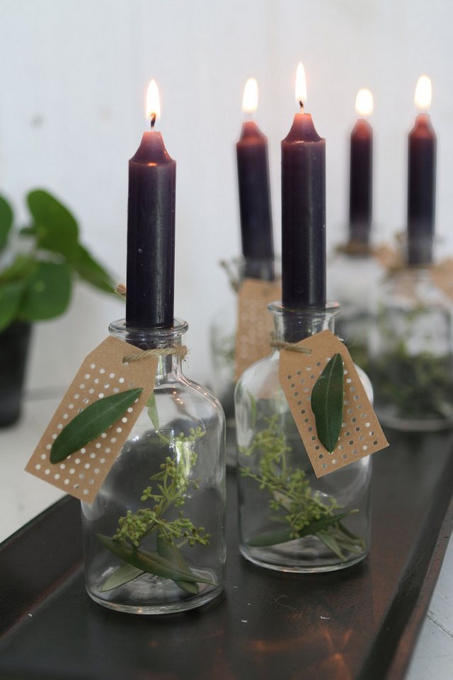 ideas 4 seasons Spitzkerze Stabkerze 7er Set, Rustikale Tafelkerze, 11 x 2cm – Bild 3 von 3