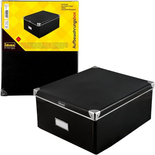 Idena Aufbewahrungsbox Aufbewahrungsbox mit Deckel - 36 x 28 x 17 cm, schwarz