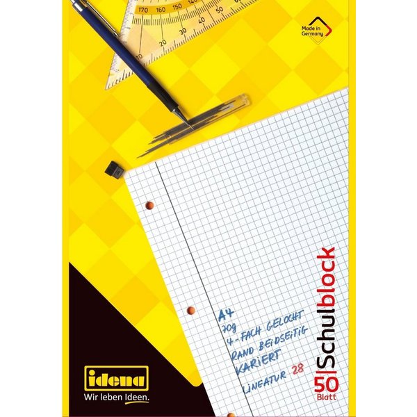 Idena Collegeblock Schulblock - kariert, DIN A4