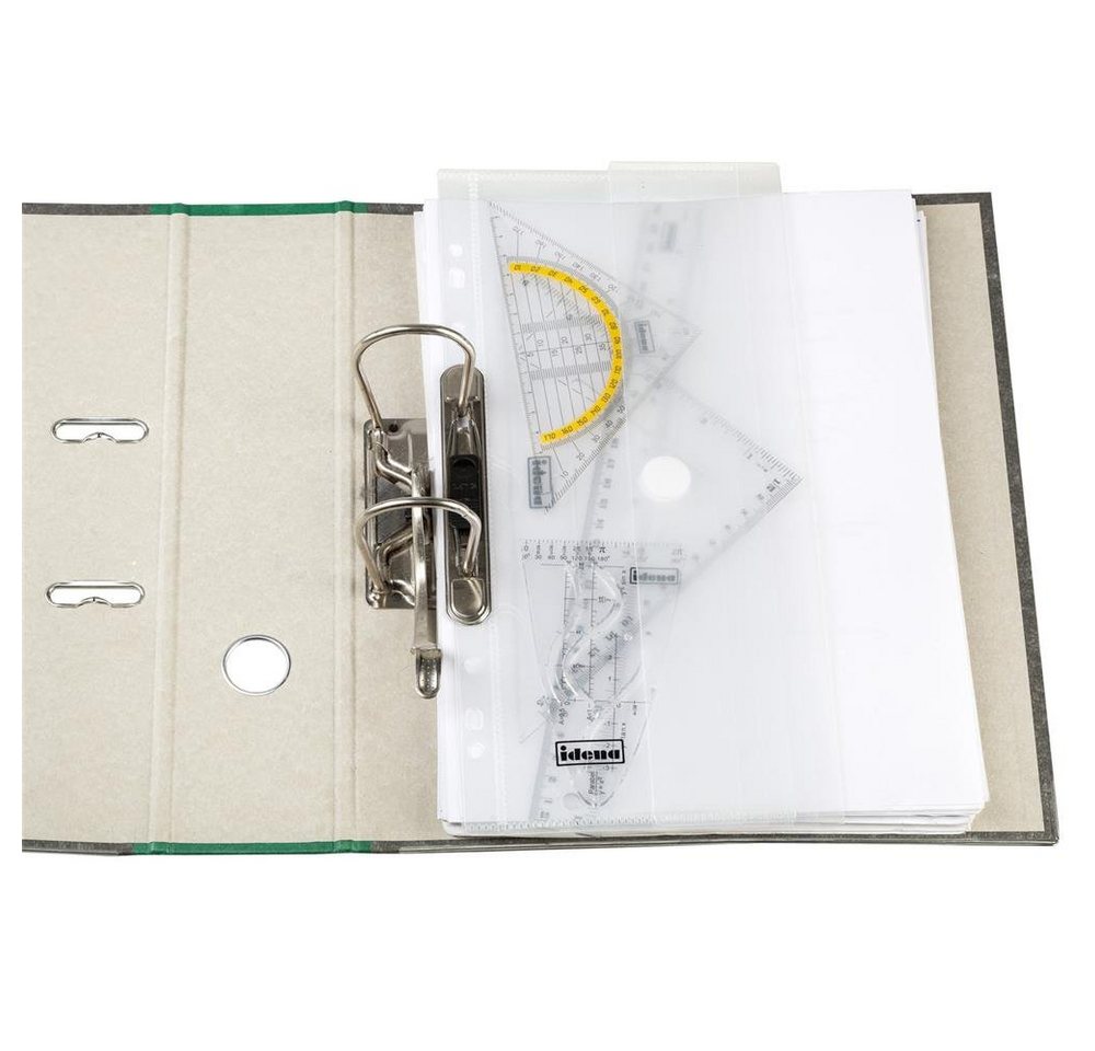 Idena Geodreieck Geometrie-Set, 6-teilig, 2 Lineale, Zeichendreieck, Parabel, Geodreieck und abheftbare Mappe – Bild 3 von 5