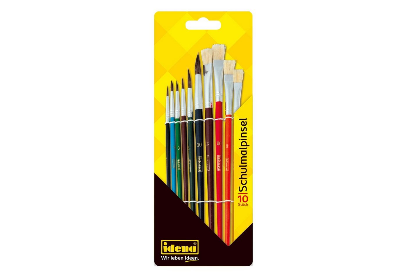 Idena Malpinsel Schulmalpinsel-Set - 10-teilig, (Set, Haarpinsel in 1, 2, 3, 4, 6, 10 & Borstenpinsel in 6, 8, 10, 12) – Bild 2 von 5