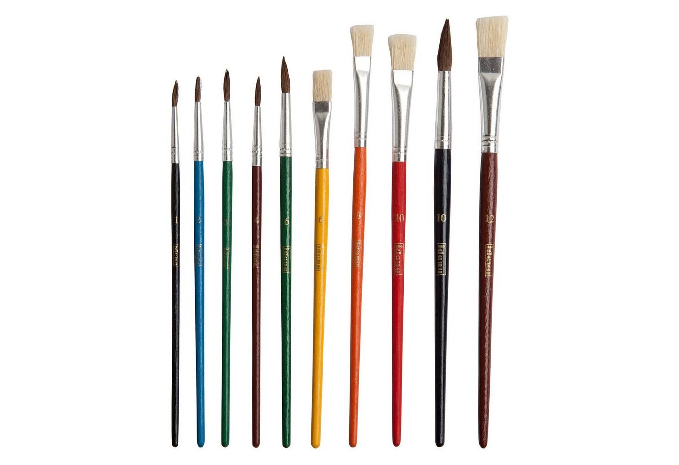 Idena Malpinsel Schulmalpinsel-Set - 10-teilig, (Set, Haarpinsel in 1, 2, 3, 4, 6, 10 & Borstenpinsel in 6, 8, 10, 12) – Bild 3 von 5
