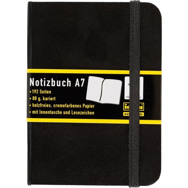 A7, kariert, Hardcover, schwarz, 96 Blatt