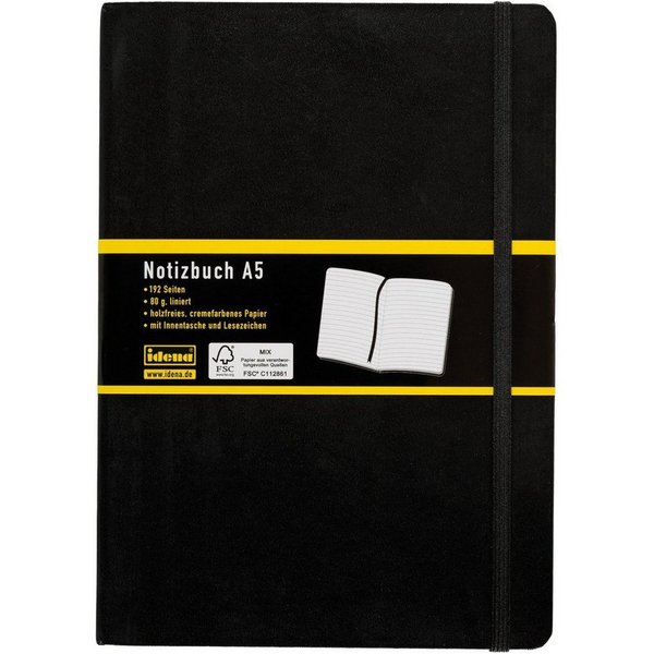 Idena Notizbuch Notizbuch - liniert, DIN A5, Hardcover, 80 g/m²