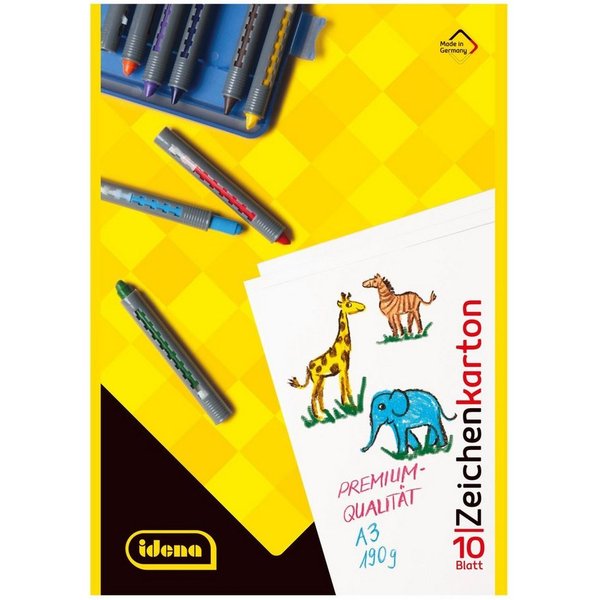 Idena Zeichenkartonblock Zeichenkarton - DIN A3, 10 Blatt, 190 g/m²