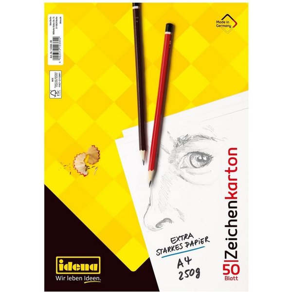 Idena Zeichenkartonblock Zeichenkarton - DIN A4, 50 Blatt