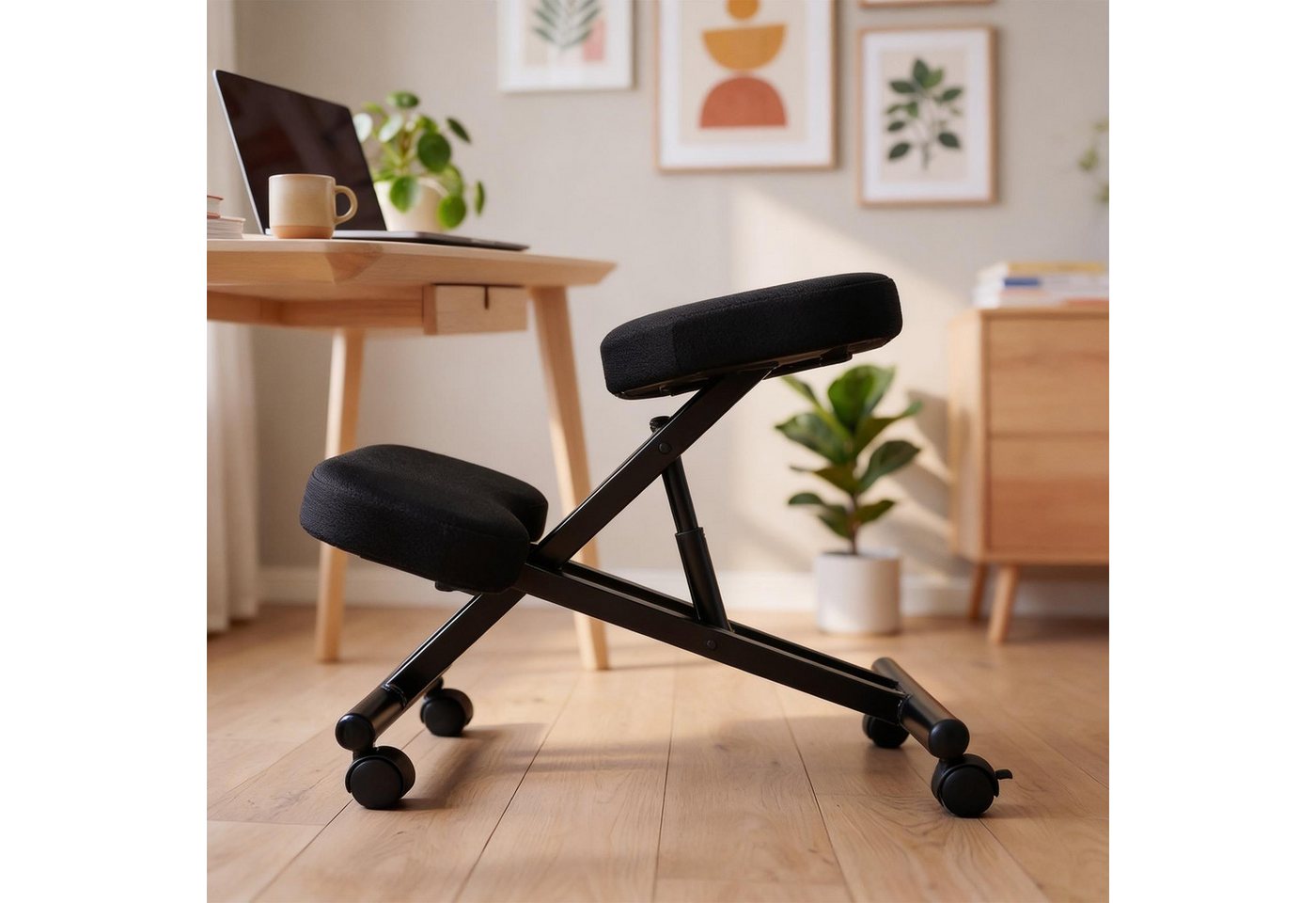 IDIMEX Arbeitshocker ROBERT, Kniestuhl Kniehocker Sitzhocker Bürohocker Stoff ergonomisch orthopädi – Bild 2 von 5