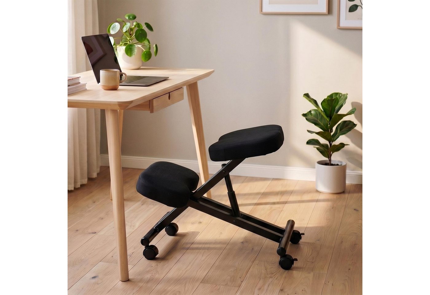 IDIMEX Arbeitshocker ROBERT, Kniestuhl Kniehocker Sitzhocker Bürohocker Stoff ergonomisch orthopädi – Bild 3 von 5
