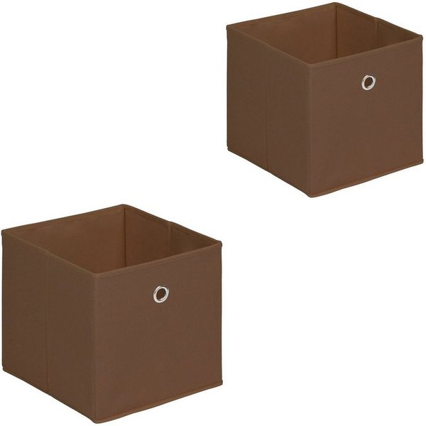 IDIMEX Aufbewahrungsbox ELA (Set), Aufbewahrungsboxen im 2er Set, Regalboxen mit Griff 27x27cm braun