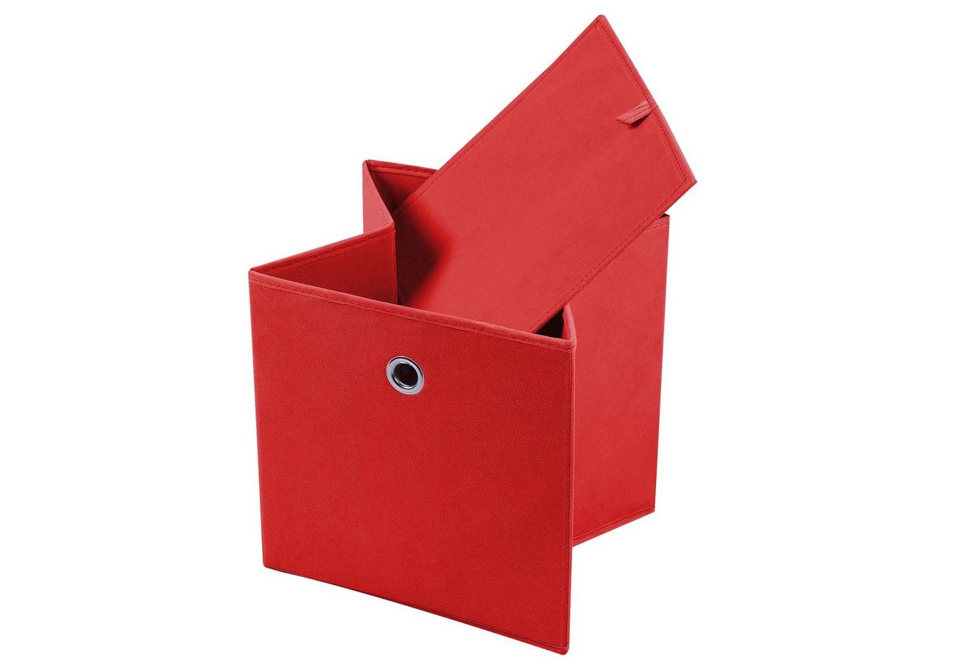 IDIMEX Aufbewahrungsbox ELA (Set), Aufbewahrungsboxen im 2er Set, Regalboxen mit Griff 27x27cm rot – Bild 2 von 5