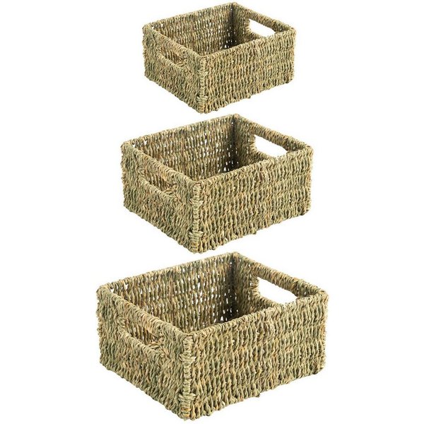 IDIMEX Aufbewahrungskorb CABO (Set), Aufbewahrungsbox 3er Set geflochten aus Seegras praktischer Organizer