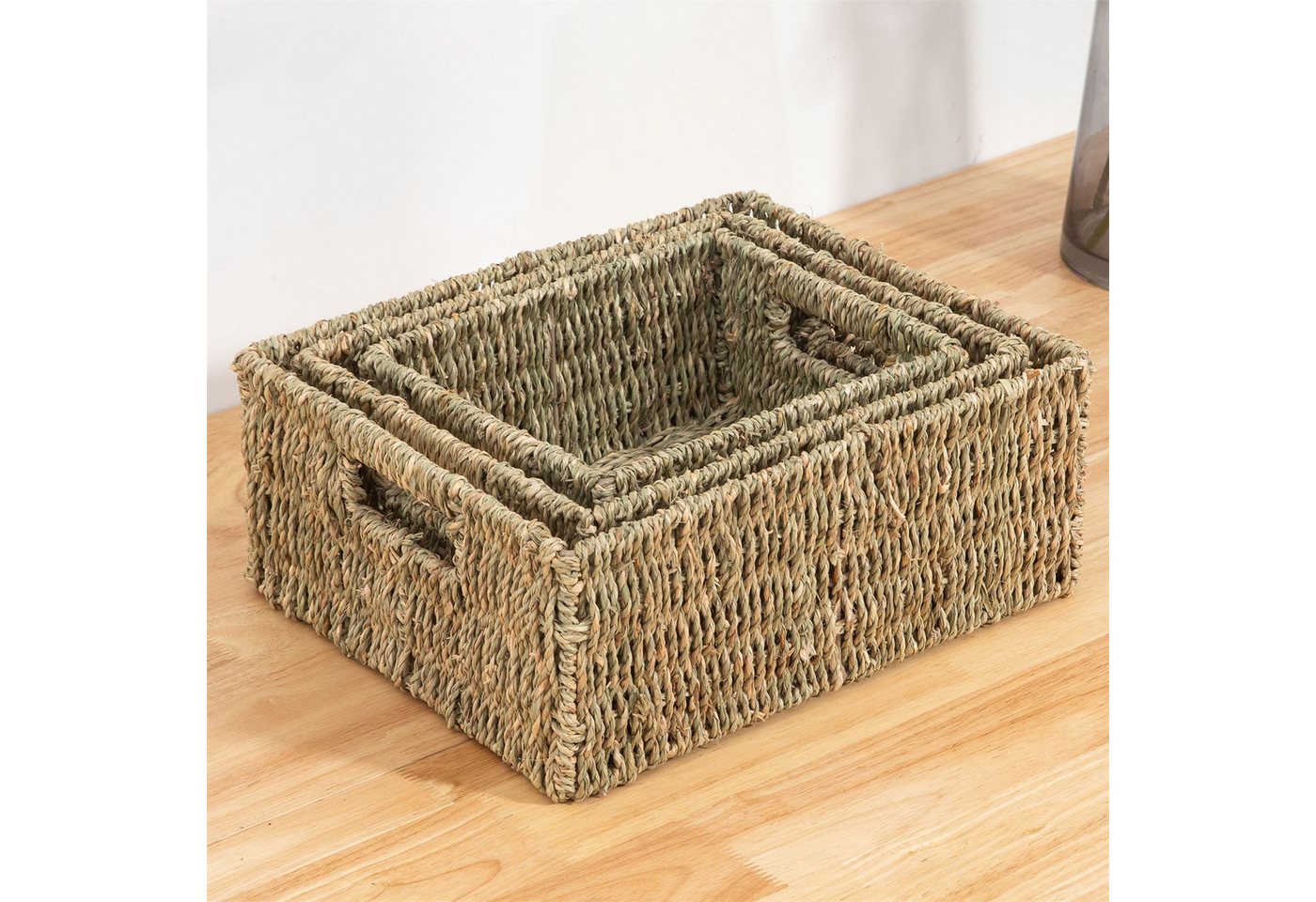 IDIMEX Aufbewahrungskorb CABO (Set), Aufbewahrungsbox 3er Set geflochten aus Seegras praktischer Organizer – Bild 4 von 5