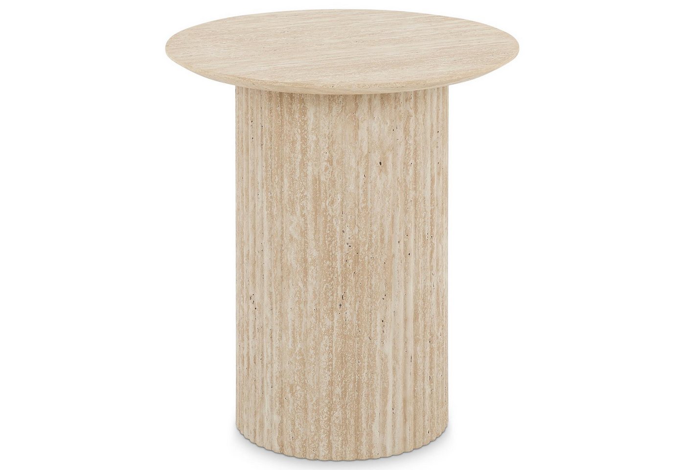 IDIMEX Beistelltisch TEBUR, Beistelltisch rund 45cm in Travertinoptik mit geriffeltem Design Beige – Bild 3 von 5