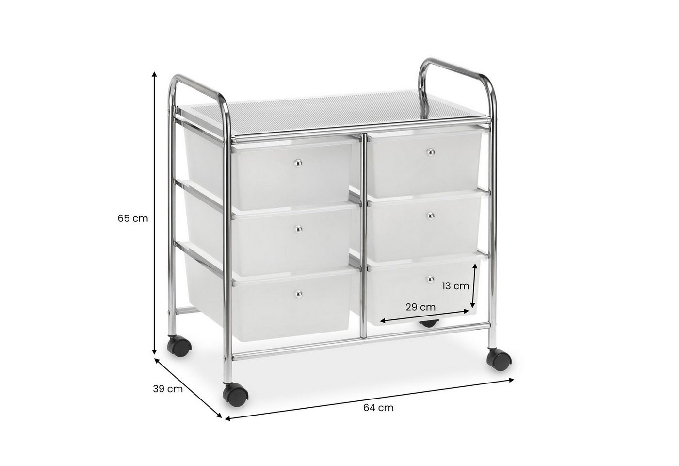 IDIMEX Beistellwagen GINA, Badrollwagen 6 Schubladen und Ablage Kosmetik Aufbewahrung chrom – Bild 4 von 5