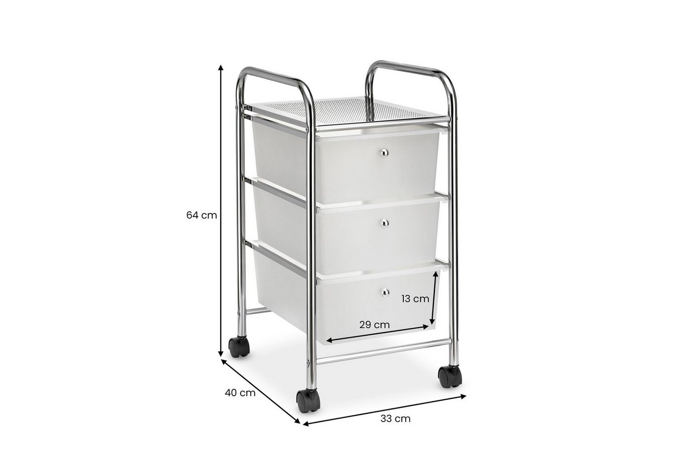 IDIMEX Beistellwagen GINA, Badrollwagen 3 Schubladen und Ablage Kosmetik Aufbewahrung chrom – Bild 4 von 4