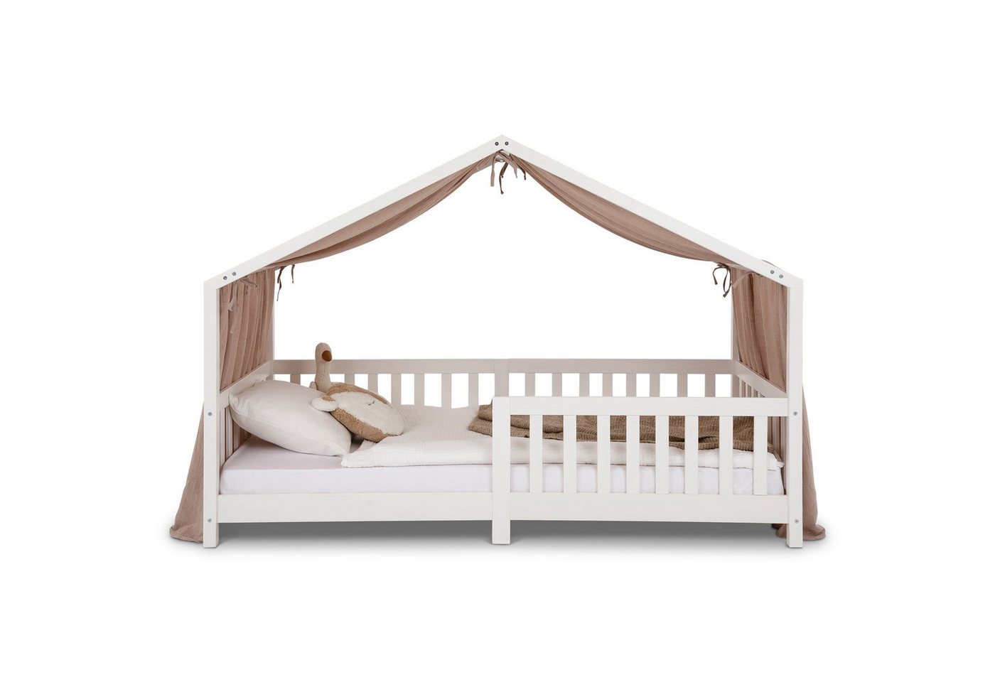 IDIMEX Betthimmel LIAN, Betthimmel Hausbett Deko, Musselin Baldachin aus 100% Baumwolle taupe – Bild 2 von 5