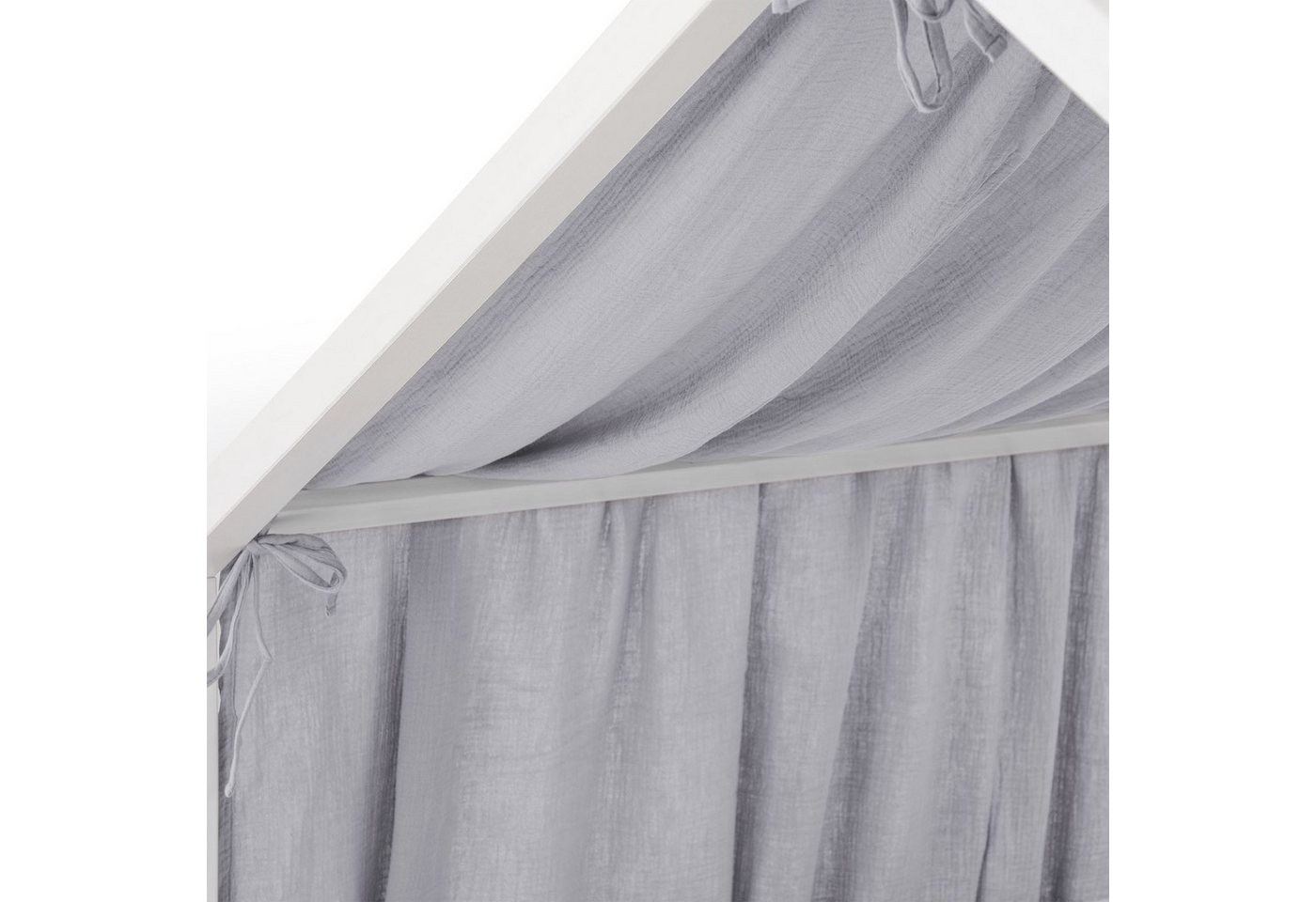 IDIMEX Betthimmel LIAN, Betthimmel Hausbett Deko, Musselin Baldachin 100% Baumwolle- hellgrau – Bild 5 von 5
