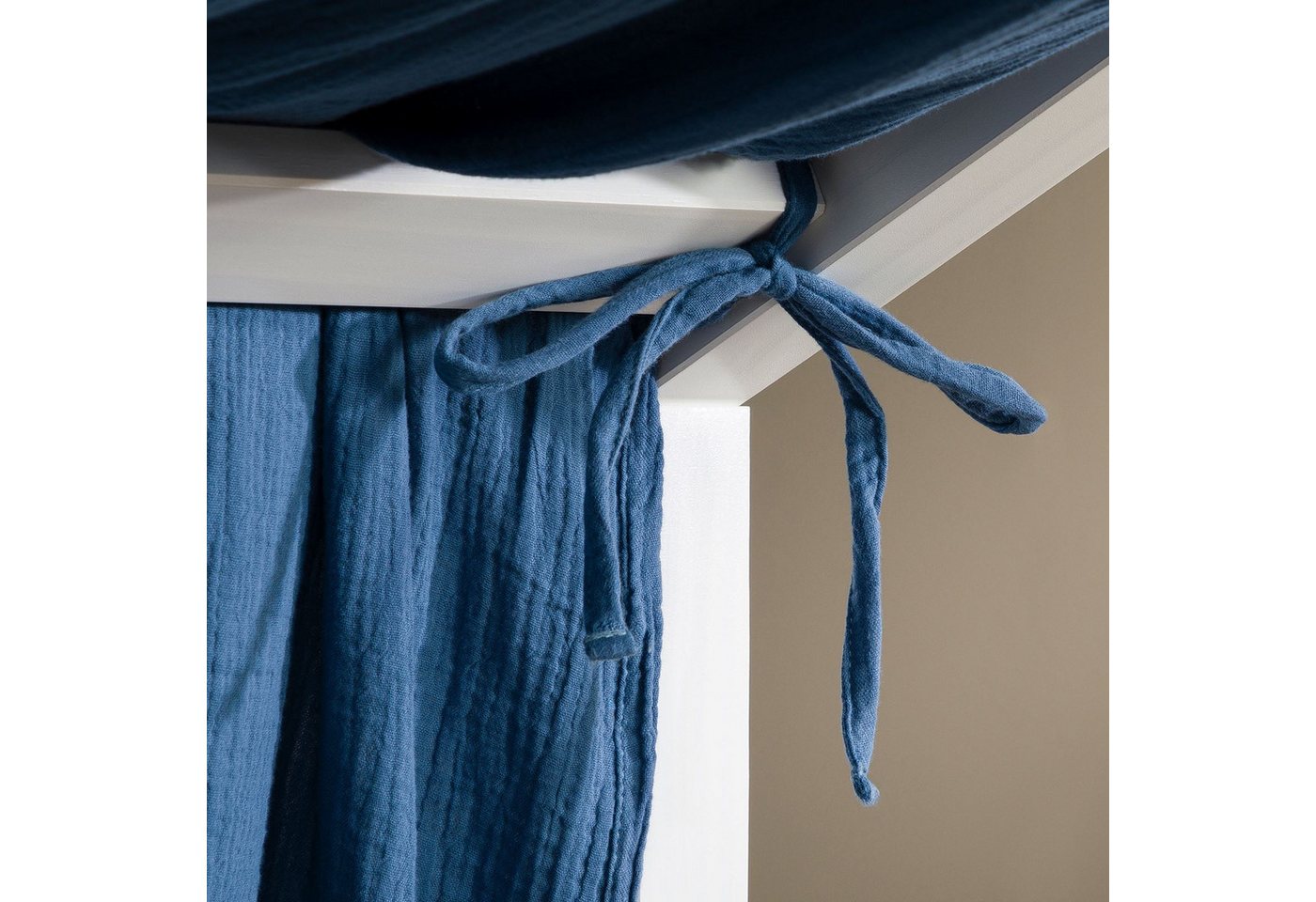 IDIMEX Betthimmel LIAN, Betthimmel Hausbett Deko, Musselin Baldachin aus 100% Baumwolle blau – Bild 4 von 5