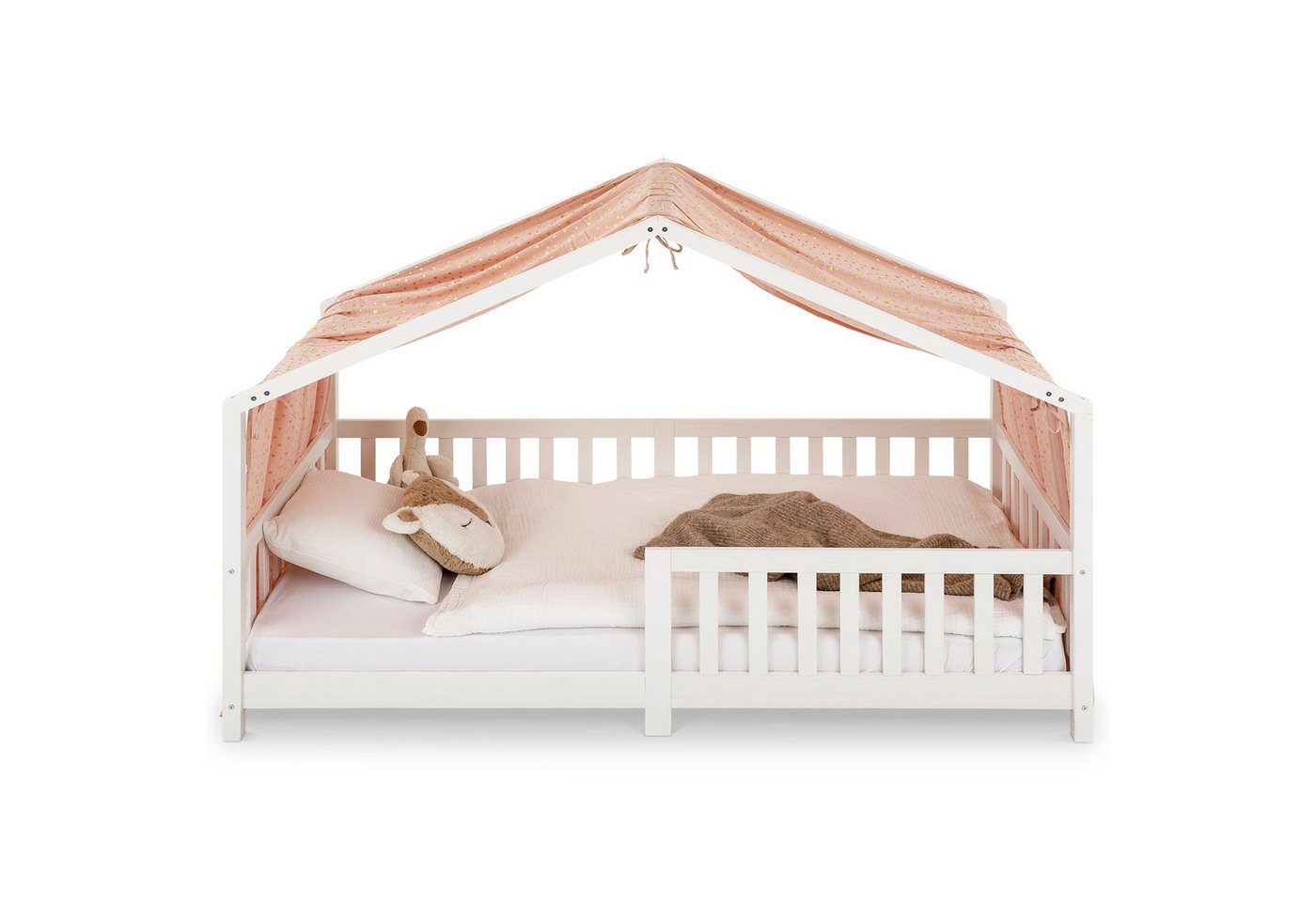 IDIMEX Betthimmel LIAN, Betthimmel Hausbett Deko, Musselin Baldachin 100% Baumwolle rosa/ gold – Bild 2 von 5