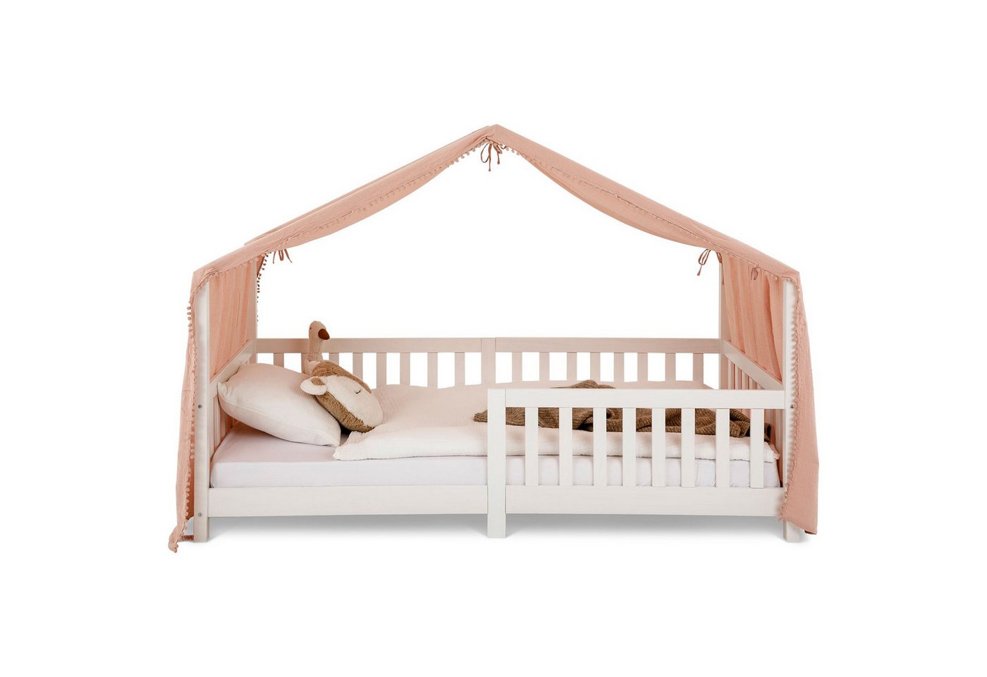 IDIMEX Betthimmel LIAN, Betthimmel Kinder aus Musselin mit Pompons Rosa – Bild 2 von 5