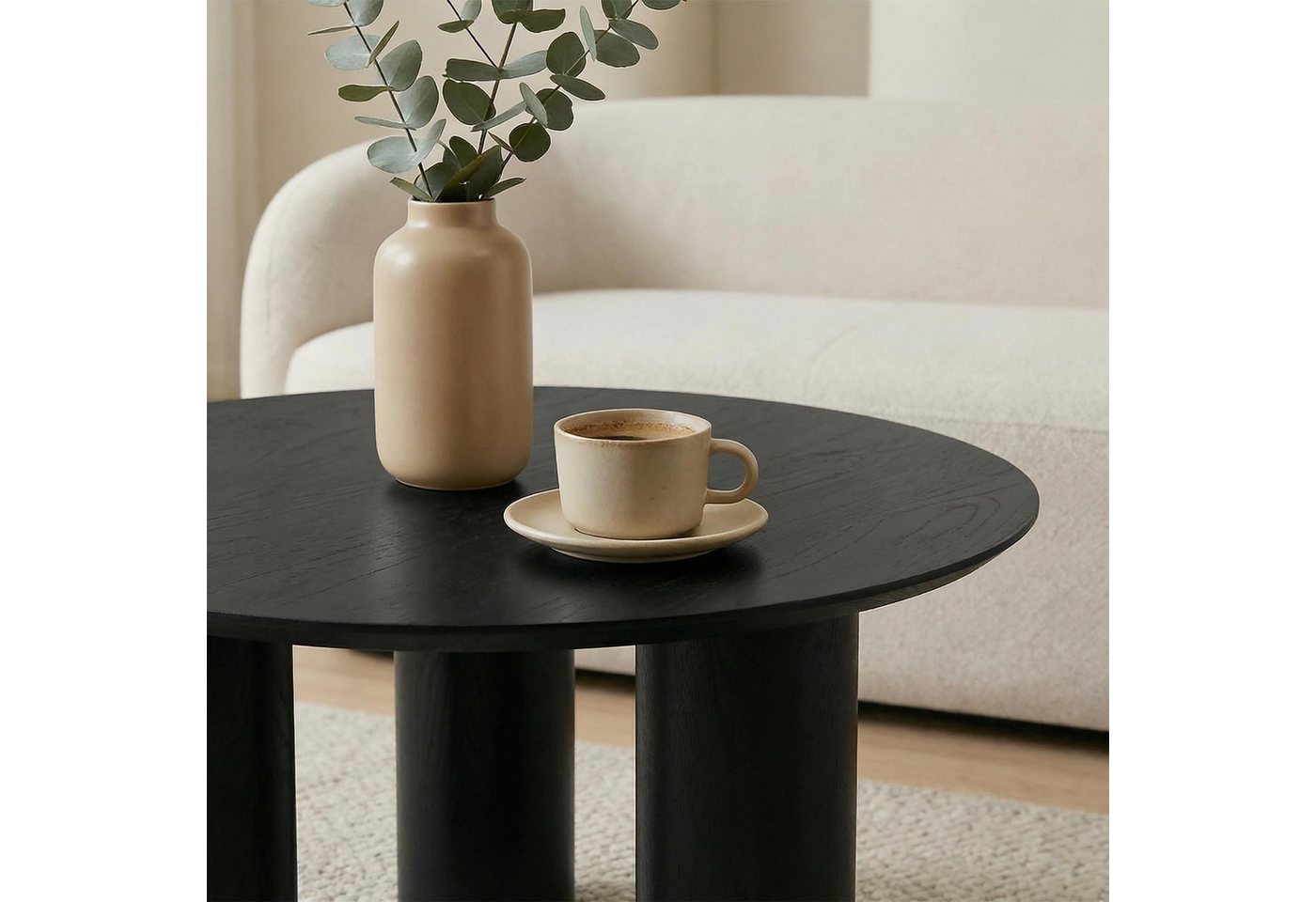 IDIMEX Couchtisch ESTER, Beistelltisch 70 cm mit zylinderförmigen Standfüßen Schwarz – Bild 2 von 5