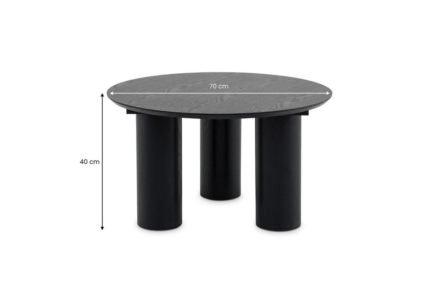 IDIMEX Couchtisch ESTER, Beistelltisch 70 cm mit zylinderförmigen Standfüßen Schwarz – Bild 5 von 5