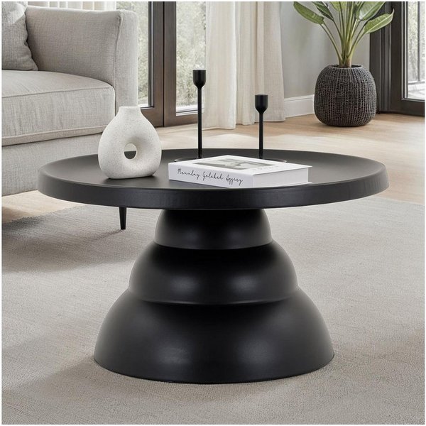 IDIMEX Couchtisch LORIS, Beistelltisch rund Metall pulverbeschichtet modern schwarz