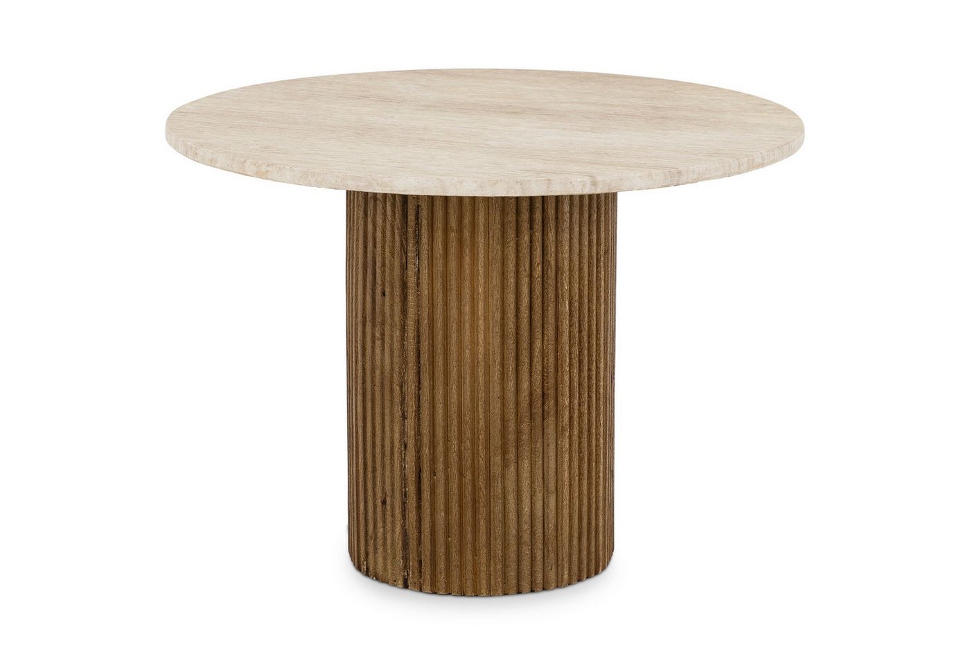 IDIMEX Couchtisch MANDI, Wohnzimmertisch 60 cm aus Travertin und Mangoholz modern Braun/Beige – Bild 3 von 5