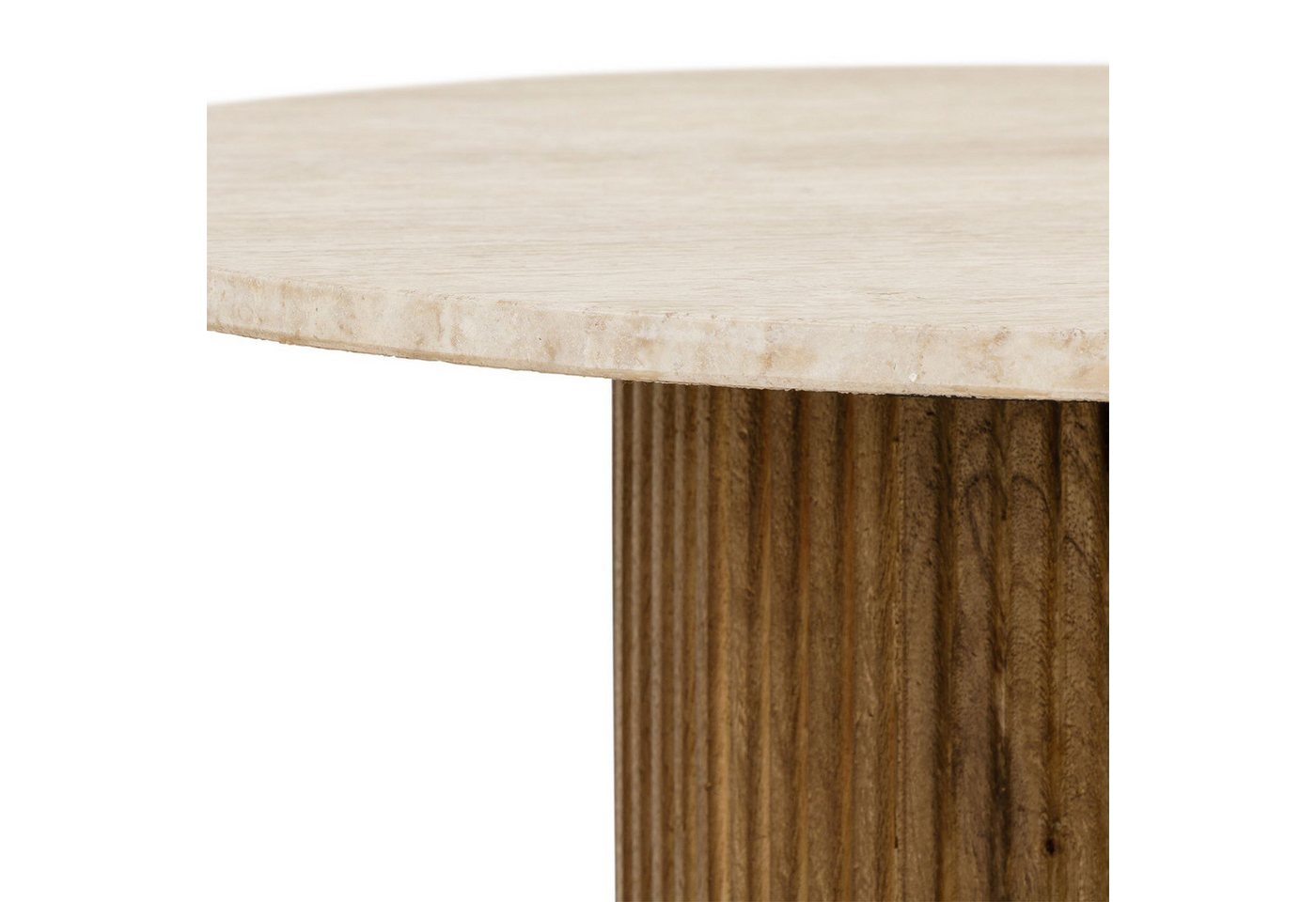 IDIMEX Couchtisch MANDI, Wohnzimmertisch 60 cm aus Travertin und Mangoholz modern Braun/Beige – Bild 4 von 5