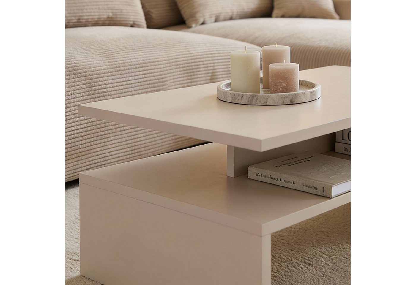 IDIMEX Couchtisch PAULINA, Beistelltisch 90x60 cm mit Ablagefläche und offenes Fach Kaschmir – Bild 2 von 5