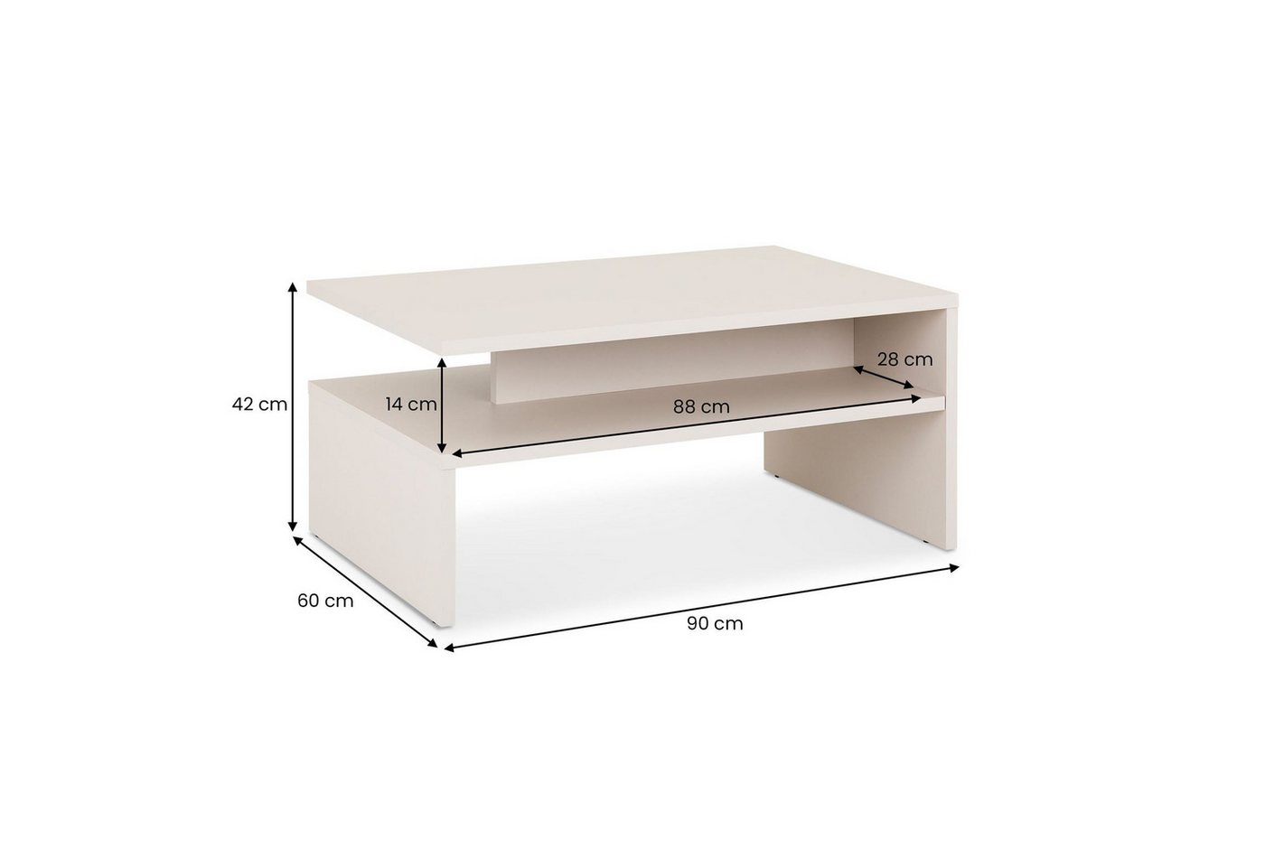 IDIMEX Couchtisch PAULINA, Beistelltisch 90x60 cm mit Ablagefläche und offenes Fach Kaschmir – Bild 5 von 5