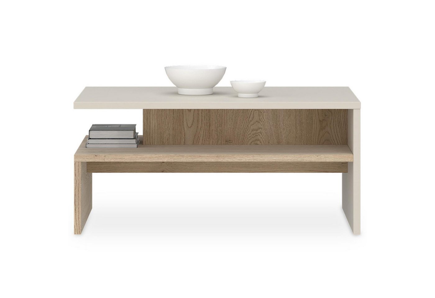IDIMEX Couchtisch PAULINA, Beistelltisch 90x60 cm mit und offenem Fach Kaschmir/Cremona Eiche – Bild 4 von 5