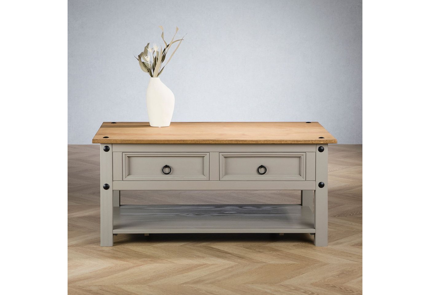 IDIMEX Couchtisch RAMON, Couchtisch aus Holz mit Stauraum Wohnzimmertisch grau/braun – Bild 2 von 5