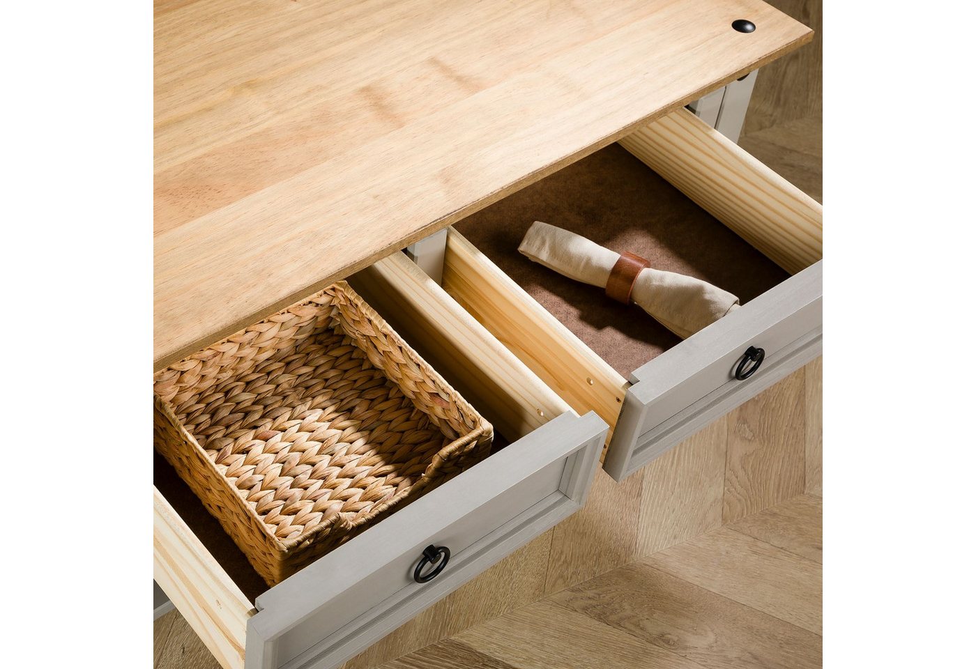 IDIMEX Couchtisch RAMON, Couchtisch aus Holz mit Stauraum Wohnzimmertisch grau/braun – Bild 5 von 5