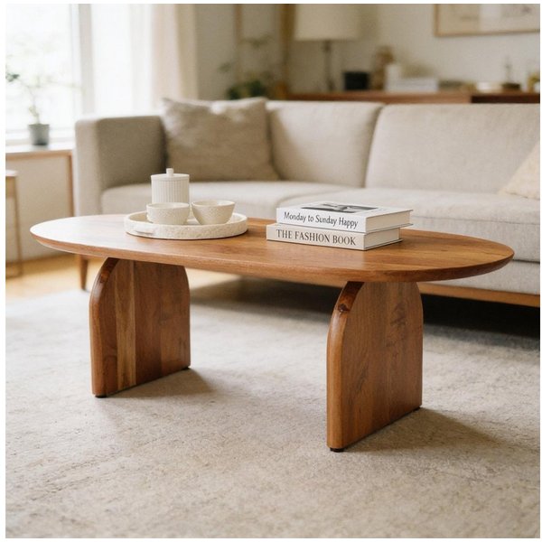 IDIMEX Couchtisch TAMIL, Beistelltisch 120x60 cm aus massivem Akazienholz mit Maserung Natur