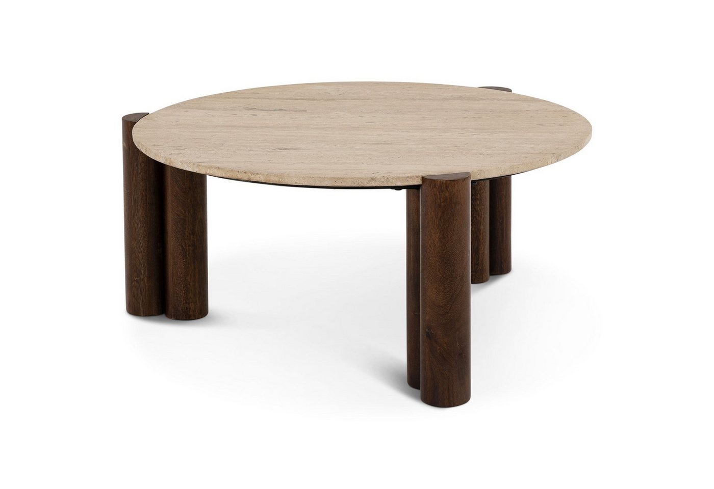 IDIMEX Couchtisch TAPTI, Wohnzimmertisch 80 cm aus Travertin und Mangoholz Braun/Beige – Bild 3 von 5